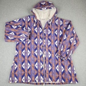 Vintage Jay Jacobs Southwestern Geometric‎ Hooded Jacket Purple Brown Womens L